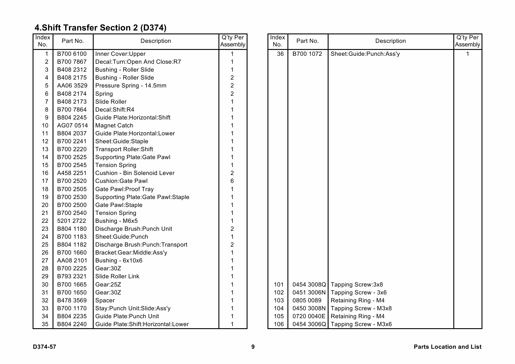 RICOH Options SR4030 D374 FINISHER Parts Catalog PDF download-6